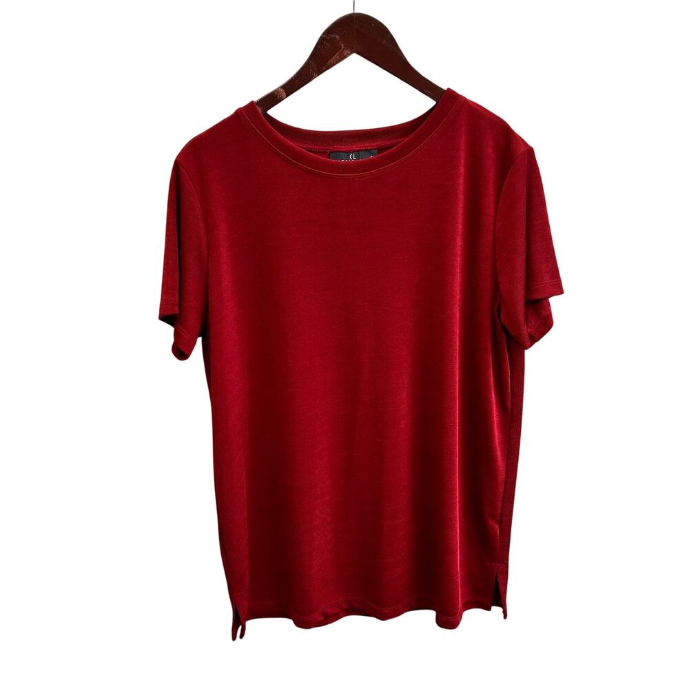 Carole Little Sport Dark Red Slinky Top Made In USA Size XL